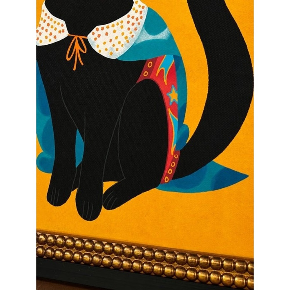 SAPNA SHAH Colorful Cat with Cape and Mask Art Print viral - Picture 4 of 4